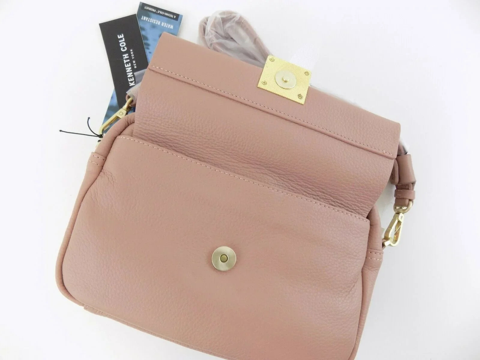 Kenneth Cole New York Christie Crossbody Handbag Leather Gold Zip Dark Pink