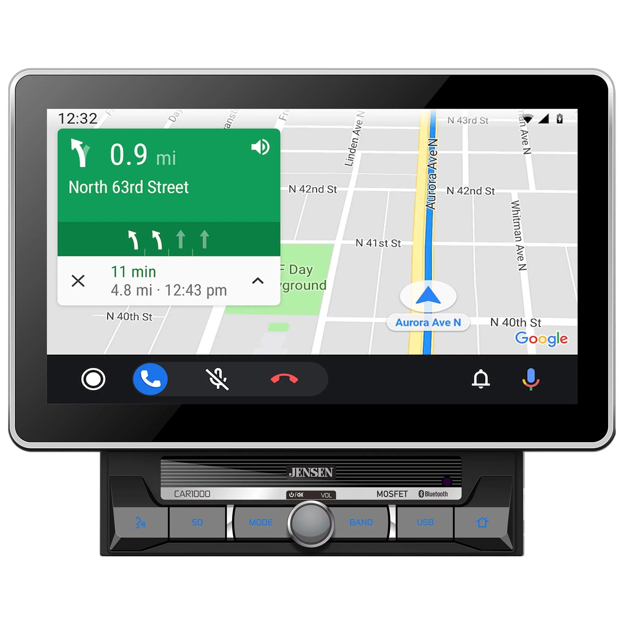 Jensen  2 Din 10 in.  Mechlesss Carplay & Android Auto