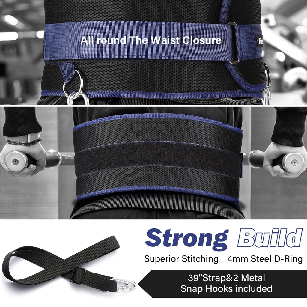 Bilbear Dip Belt for Weightlifting,Weight Belt for pulls up,with 39 inch Strap,Weight lifting strap 43 inch Adjustable,45-Angle Rings&2 Snap Hooks Comfort Dip Position