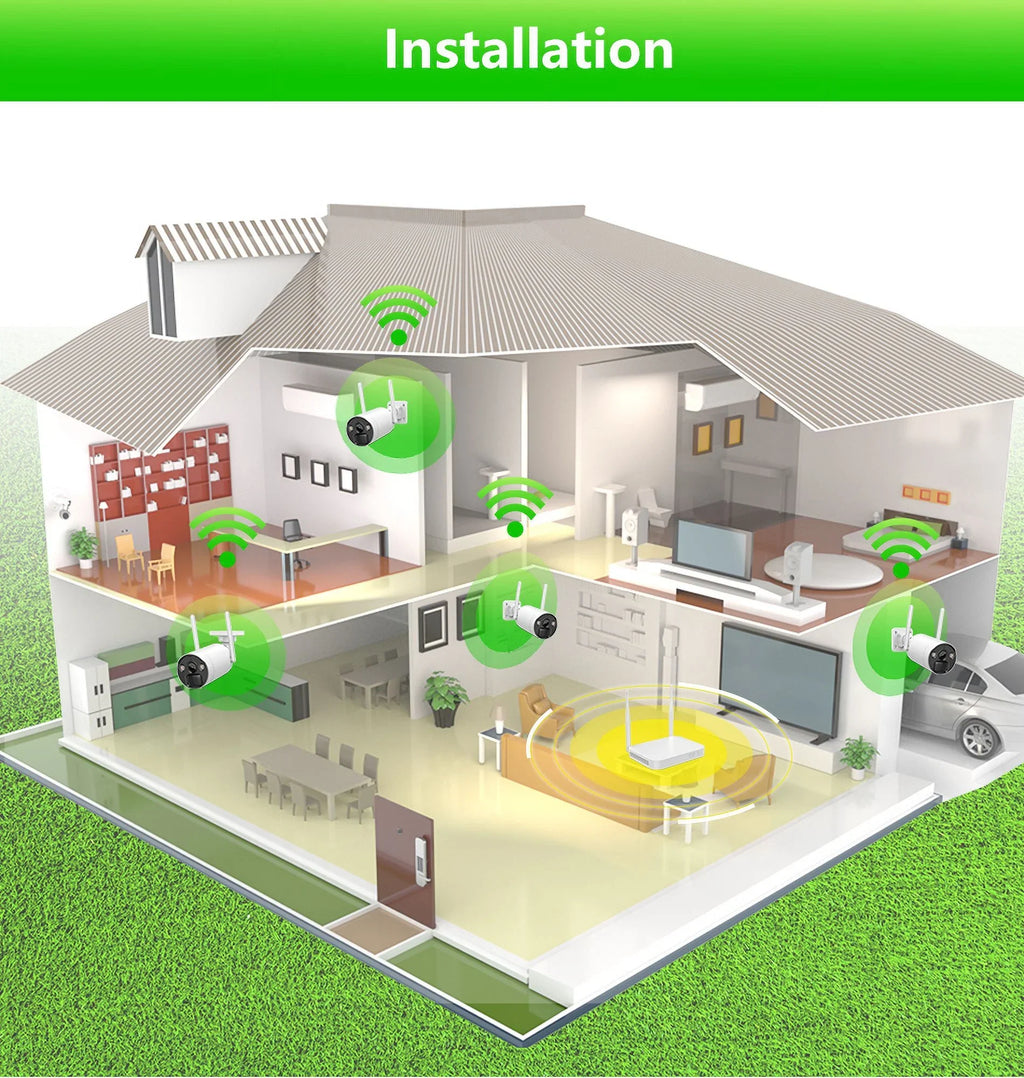 8CH WiFi  System 4Pcs 3MP Battery Camera , 4 Solar Panels ,  2.5inch  Wireless