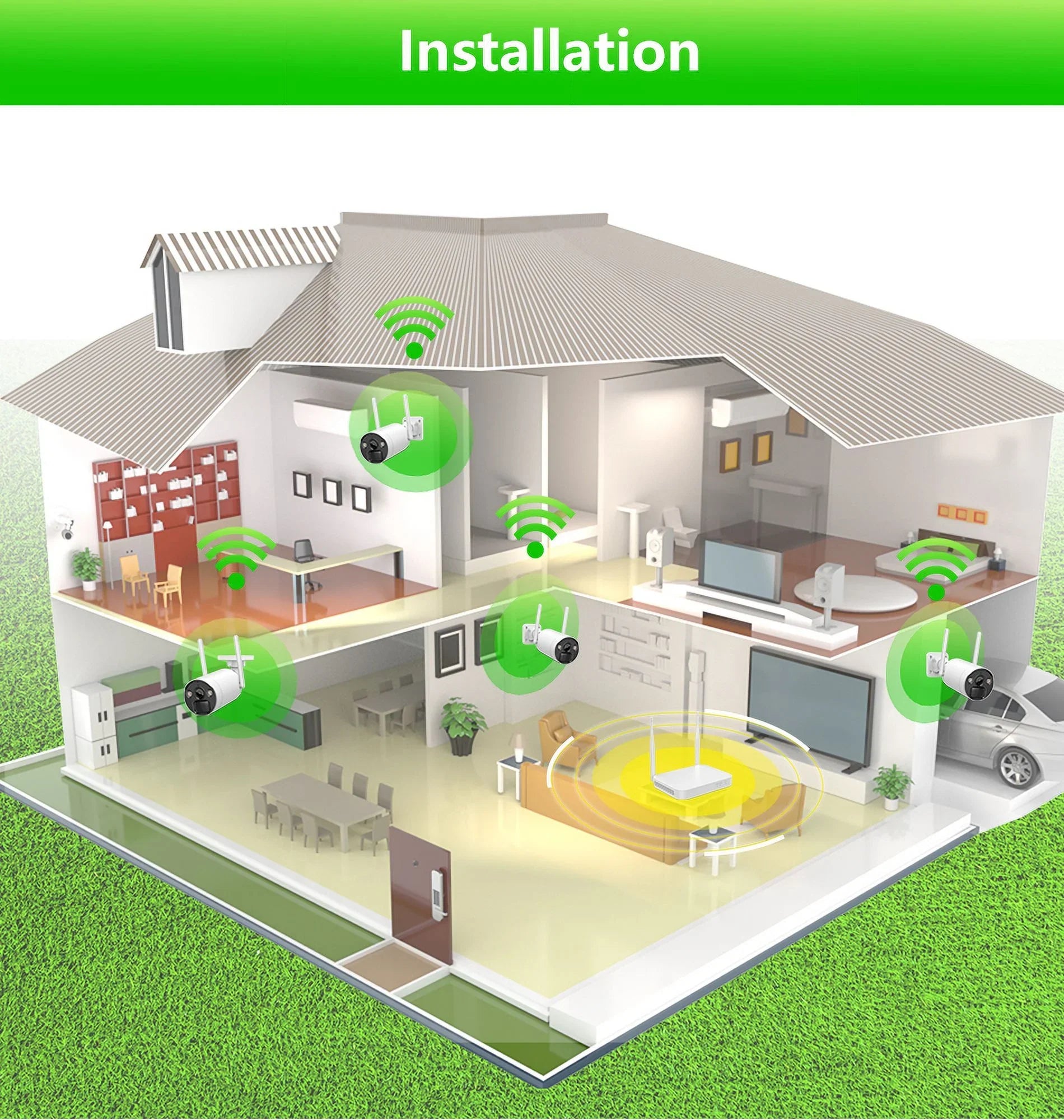 8CH WiFi  System 4Pcs 3MP Battery Camera , 4 Solar Panels ,  2.5inch  Wireless