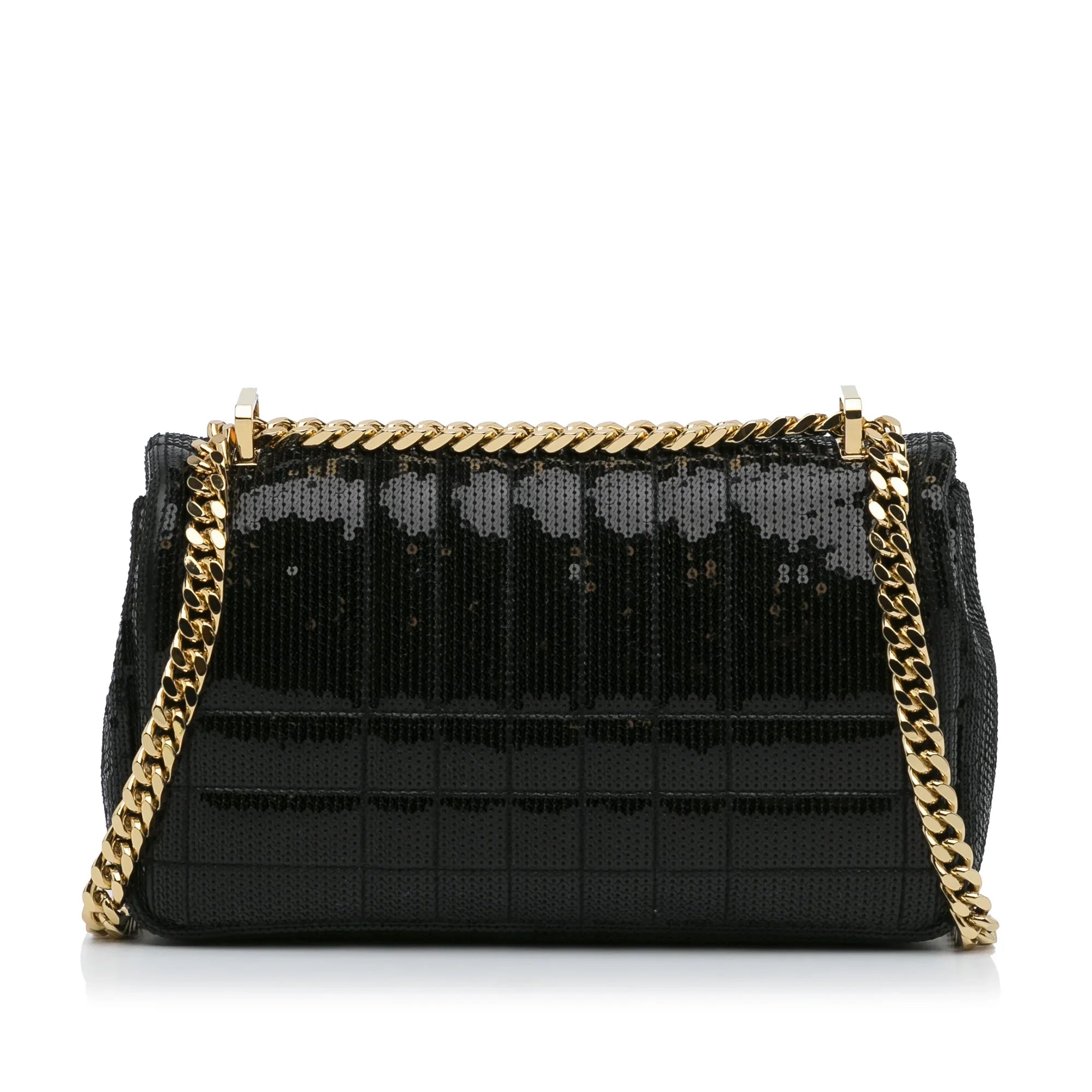 Pre-Owned Authenticated Burberry Small Sequin Lola Bag Calf Leather Black Crossbody Bag Unisex (Good)