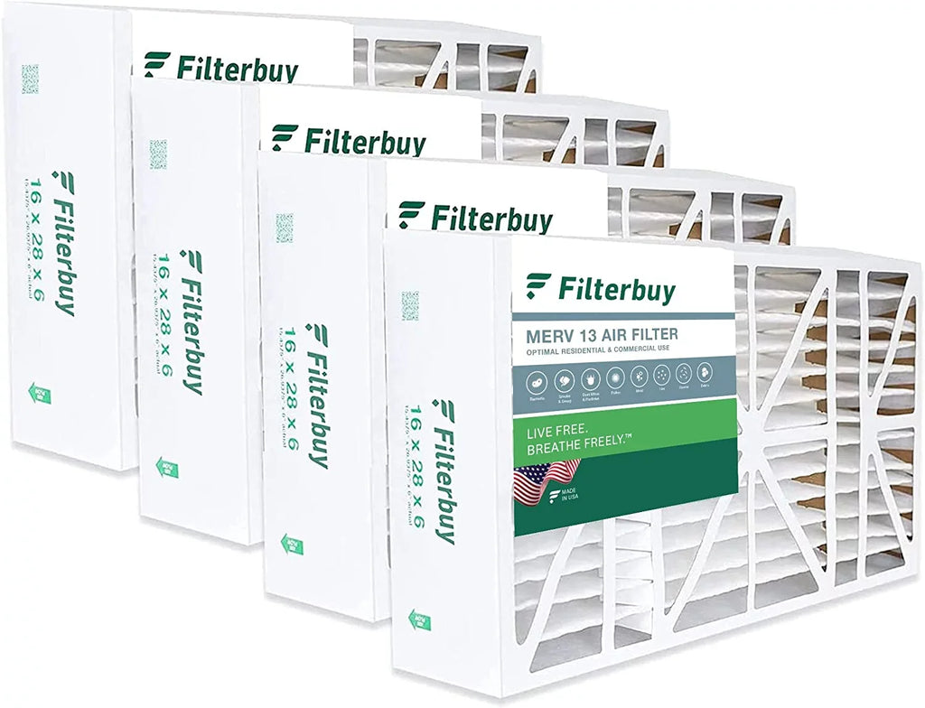 Filterbuy 16x28x6  13 Pleated   Furnace Air Filters for Aprilaire Space-Gard 2400 (4-Pack)