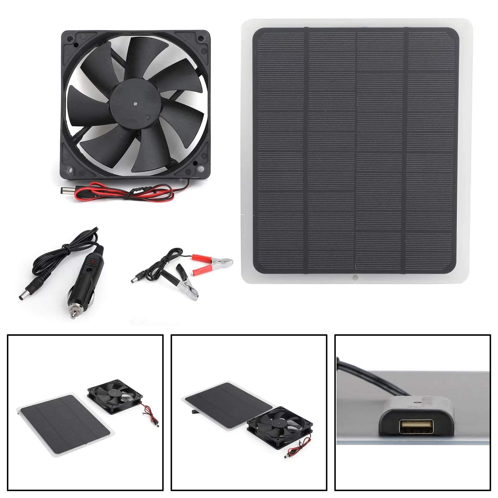 Solar Powered Fan Kit, 10w Solar Panel Fan Kit, 12V Outdoor Portable Mini Ventilator For Greenhouse Chicken House Pet Houses Camping Cooling Ventilation