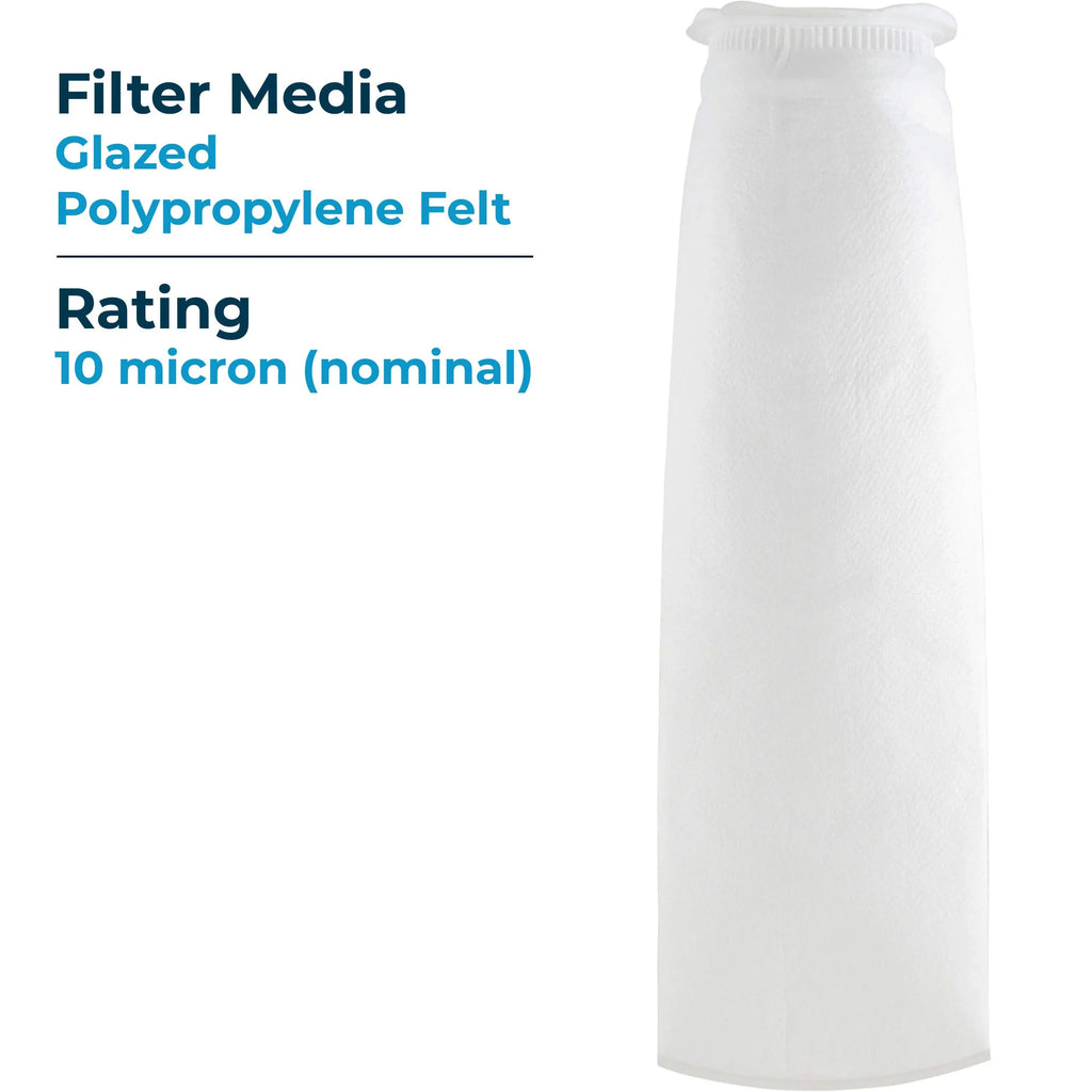 SpiroPure --420-10 10 Micron #4 (20”) Glazed Polypropylene Felt Liquid Bag Filter -420-10 155388-03 (Case of 40)