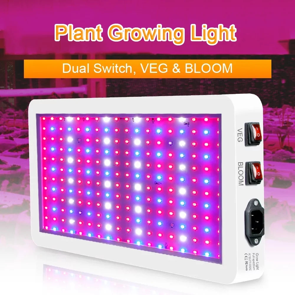 2000W  Grow Light for Indoor Plants 312 LEDs Full Spectrum Veg and Bloom Dual Switch  Waterproof Hanging Plant Growing Lamps for Seedlings Flowers Greenhouse