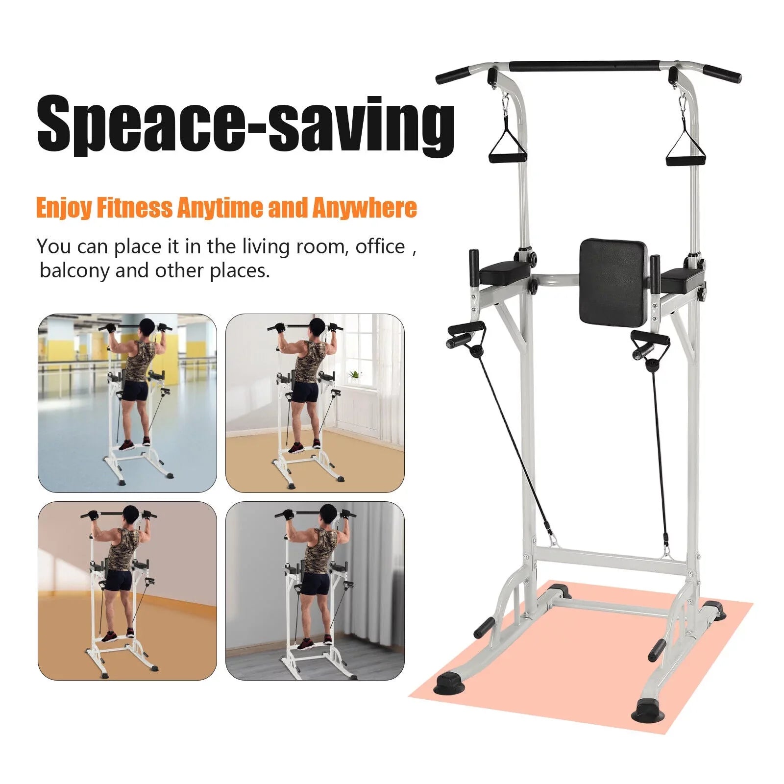 Power Tower Home Gym Power Station Sit Ups and Pull-Up Bar Height Adjustable