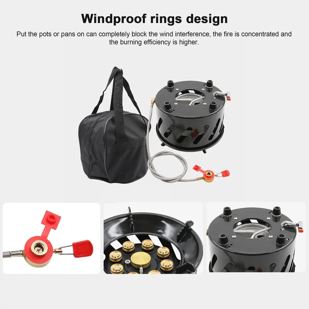 Stable Performance Camping Stove, 19800W Windproof Gas Stove for Cooking, Picnic, Hiking Outdoor Furnace