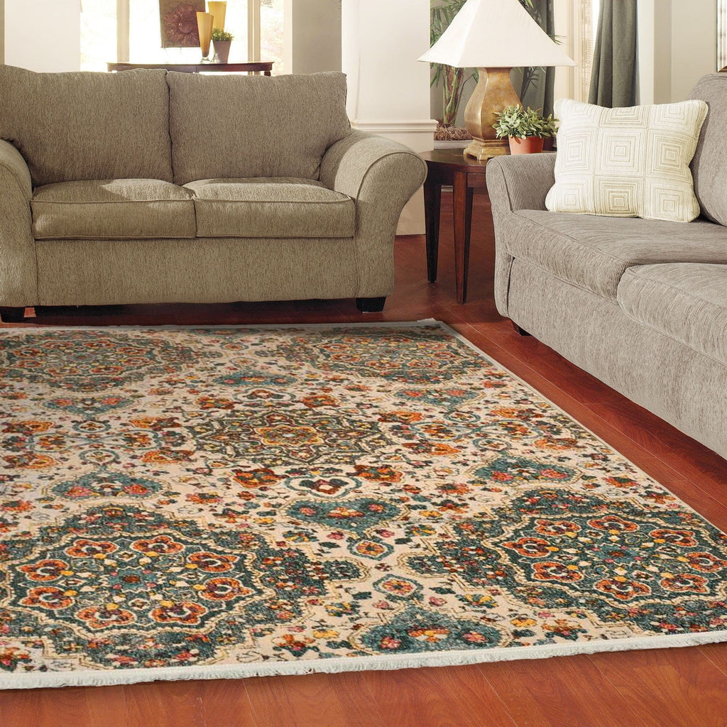Blossom Echo Vintage Door Mat 2 ft. by 3 ft. 5' x 5' 5' Round Indoor Living Room, Bedroom, Dining Room