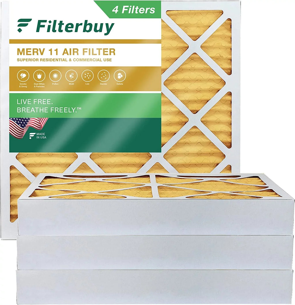Filterbuy 25x25x4  11 Pleated   Furnace Air Filters (4-Pack)