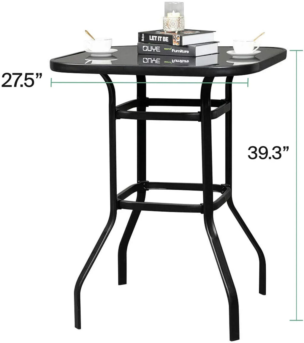 Elpis Beautiful Design With Sturdy Glass Bar Table For Backyard Use