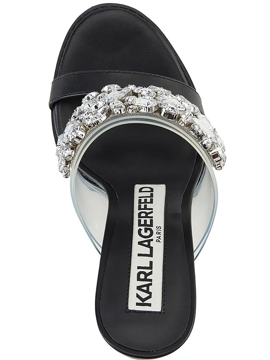 Karl Lagerfeld Womens Bedika Rhinestone Rubber Sole Mule Sandals