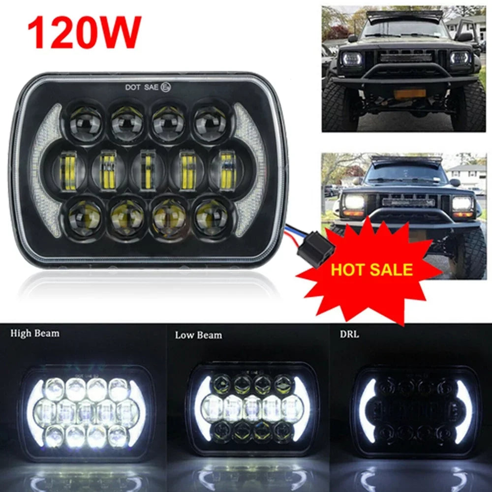 Pair 400W 7x6" 5x7"  Headlight Hi Lo Beam  For Chevrolet Jeep Cherokee