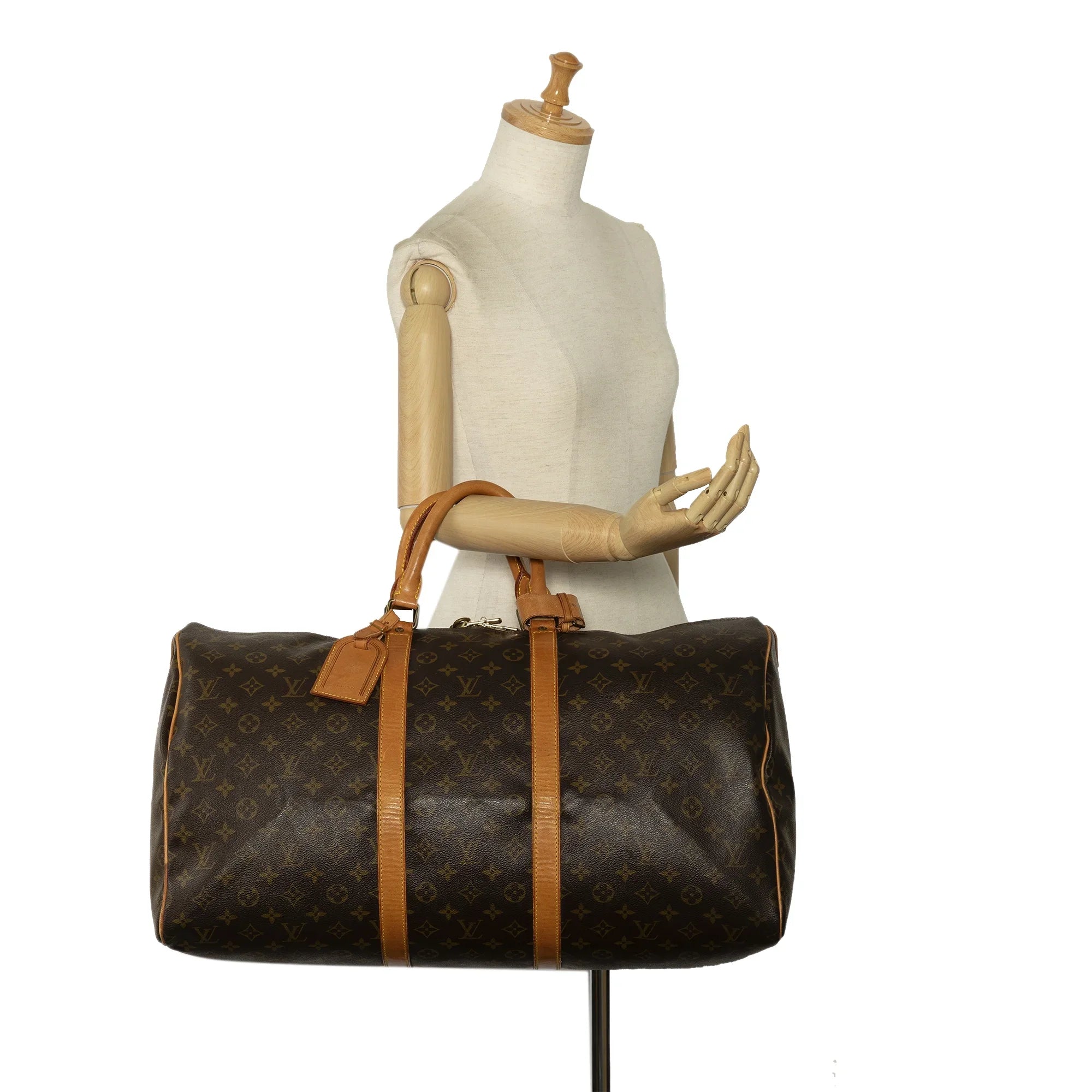 Pre-Owned Authenticated Louis Vuitton Monogram Keepall 55 Canvas Brown Travel Bag WeekenderBag Unisex (Fair)