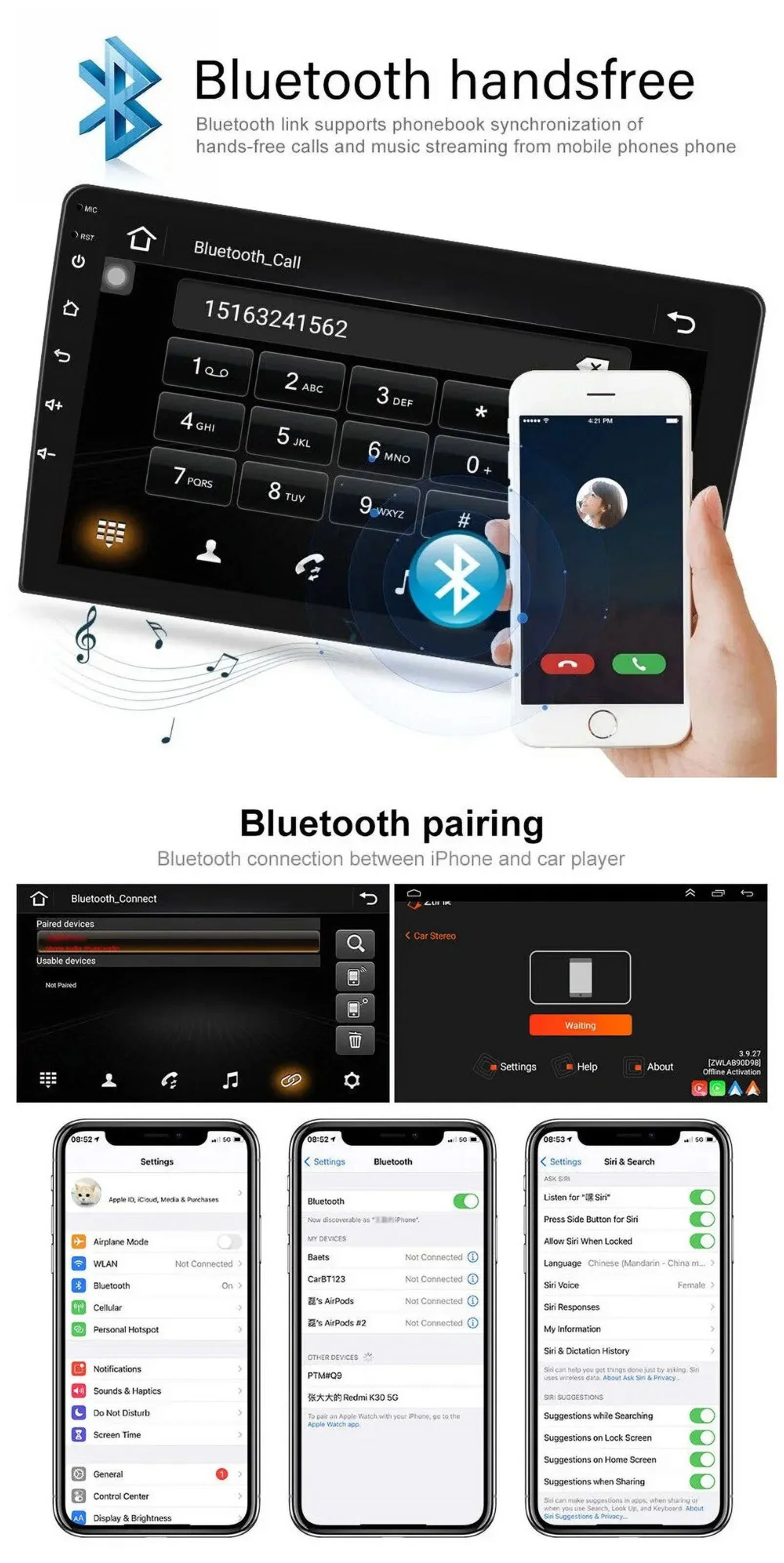 10.1 inches 1280*720  Touchscreen Android 12 2+32GB Car Stereo for Honda Civic 2006-2011 Car Radio Carplay & Android Auto Support Backup Camera  Navi