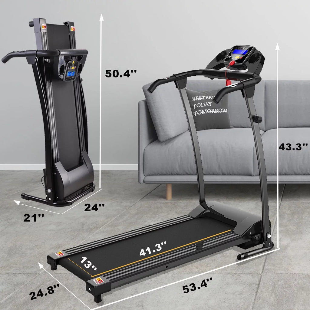 Foldable Electric Treadmill w/ display,Pulse Sensor,Cup Holder and Safety Key for Home Office Fitness Walking Jogging Running Exercise