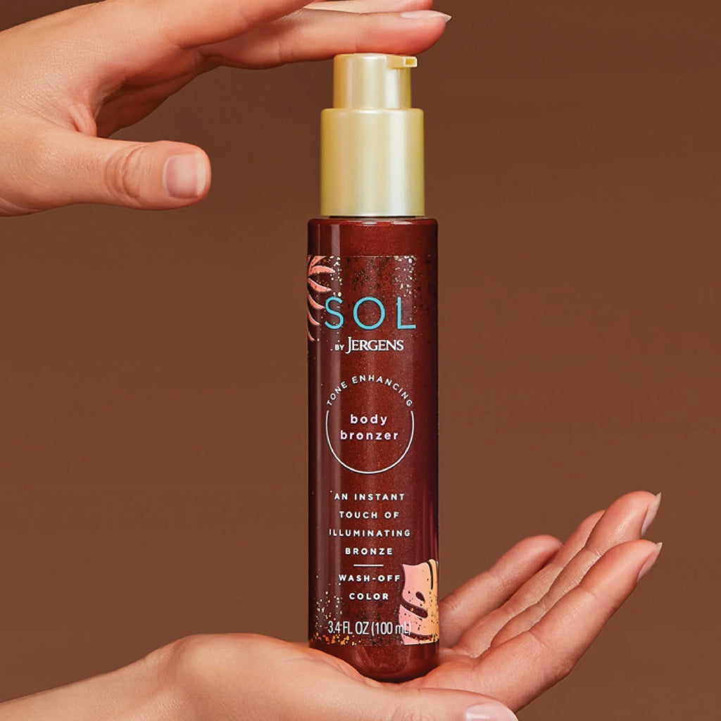 by Jergens Self Tanner Body Bronzer,  Sunless Tanner For All Unique Skin Tones, 3.4 fl oz