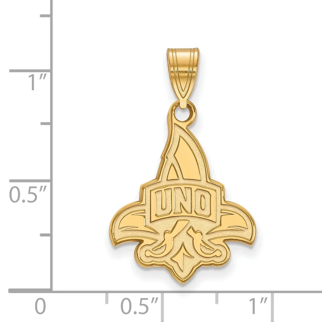 10k Yellow Gold LogoArt Official Licensed Collegiate University of New Orleans () Large Pendant
