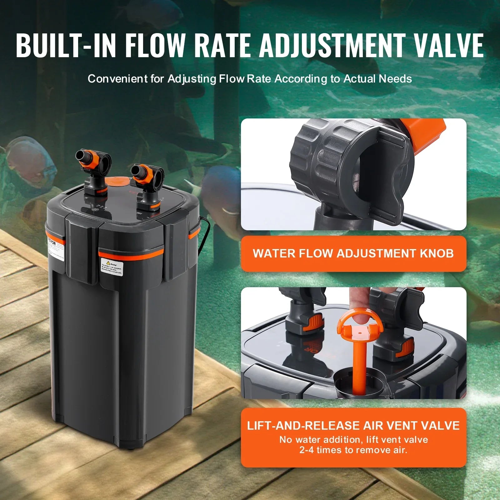 15w  Lamp 120 Gallon Aquarium Canister Filter Fish Tank Quiet
