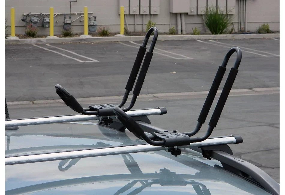 Cross Bar 2 Pairs = 4  Universal Kayak Canoe Top Mount Carrier Roof Rack Boat  Truck Van Car with 4 pcs Tie Down Straps
