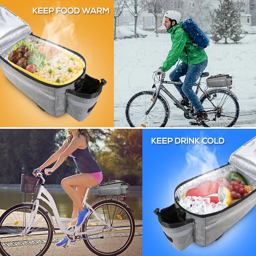 Lixada Insulated Trunk Cooler Bag,Cycling Bicycle Rear Rack Storage Luggage Bag,Reflective  Bike Pannier Bag Shoulder Bag