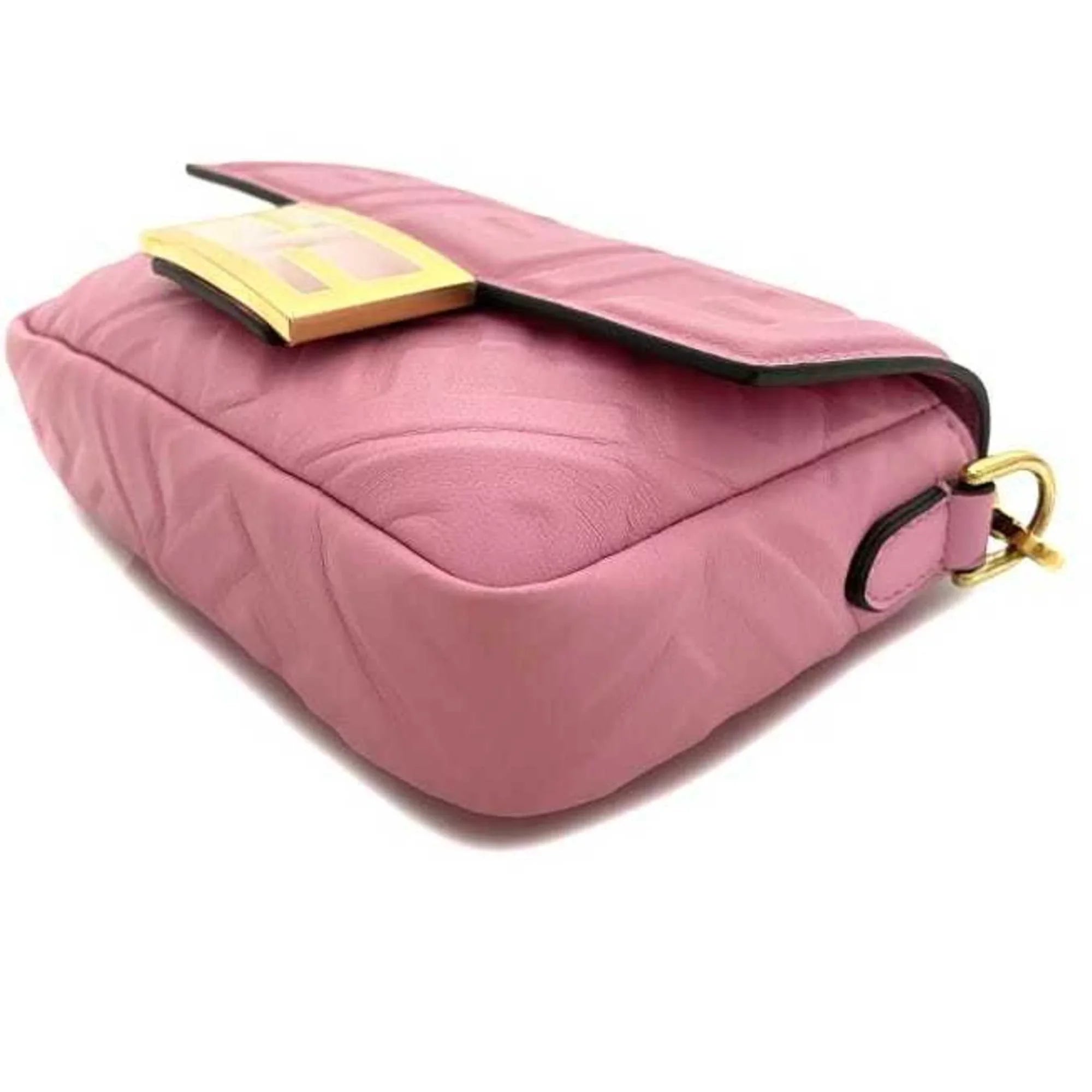 Pre-Owned Fendi Baguette Small Pink Gold 8BS017 Leather   Shoulder Bag  Embossed Ladies Chain (Like New)