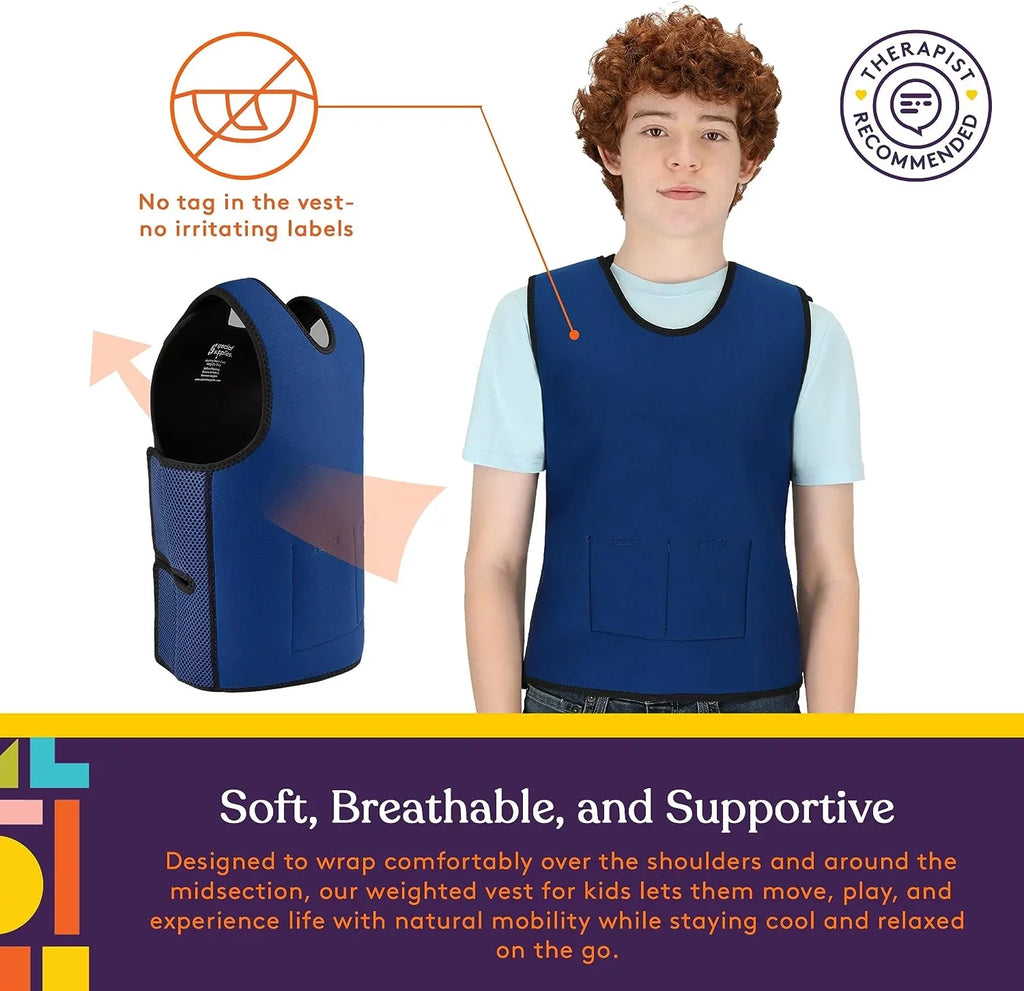 Special Supplies Weighted Sensory Compression Vest for Kids with Processing Disorders, , and Autism, Calming and Supportive with Adjustable Weight Fit (Large 24x42 inches)