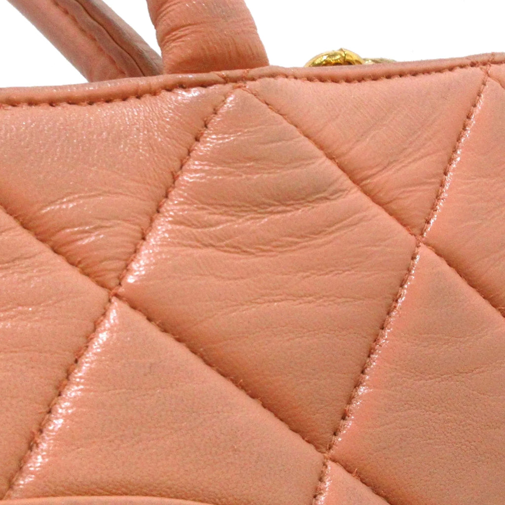 Pre-Owned Authenticated Chanel Lambskin Medallion Tote Leather Orange Tote Bag Women (Good)