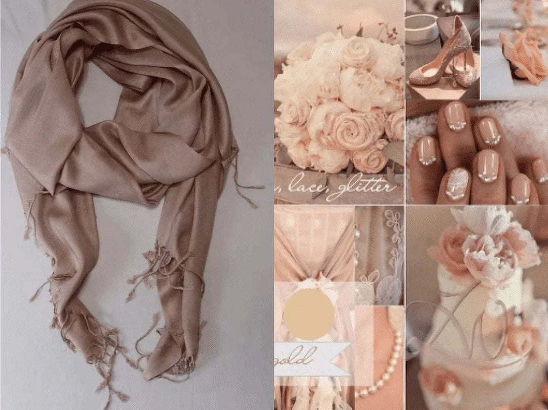 Set of 10 Rose Gold Pashmina Scarf Shawl, Bridesmaid Shawl, Bridal Wrap, Wedding Shawl