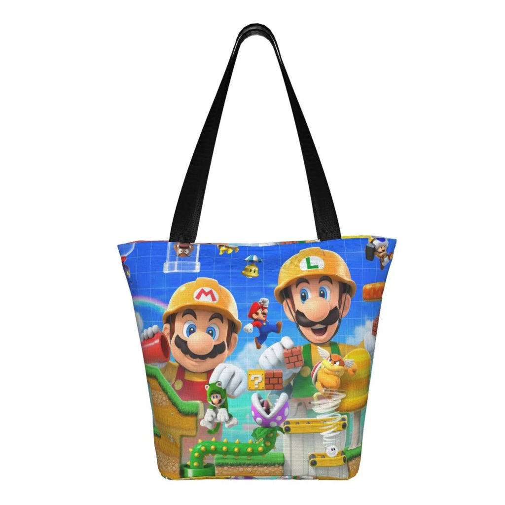Game Mario Bros Luigi Women's Tote Bag Large Capacity Shoulder Handbag For Travel Beach Shopping Business Work School