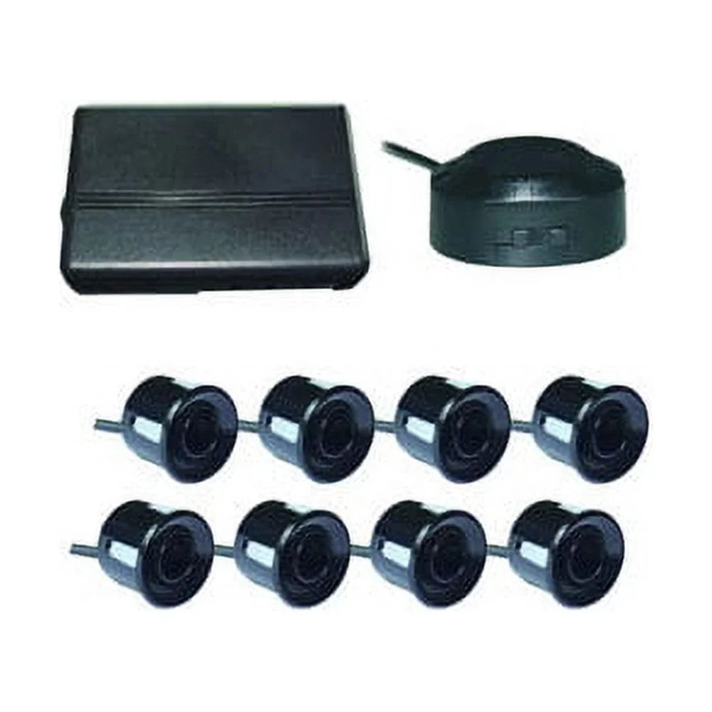 Boyo  Rear 4 and Front 4 Parking Sensors with Waterproof Connector, Black