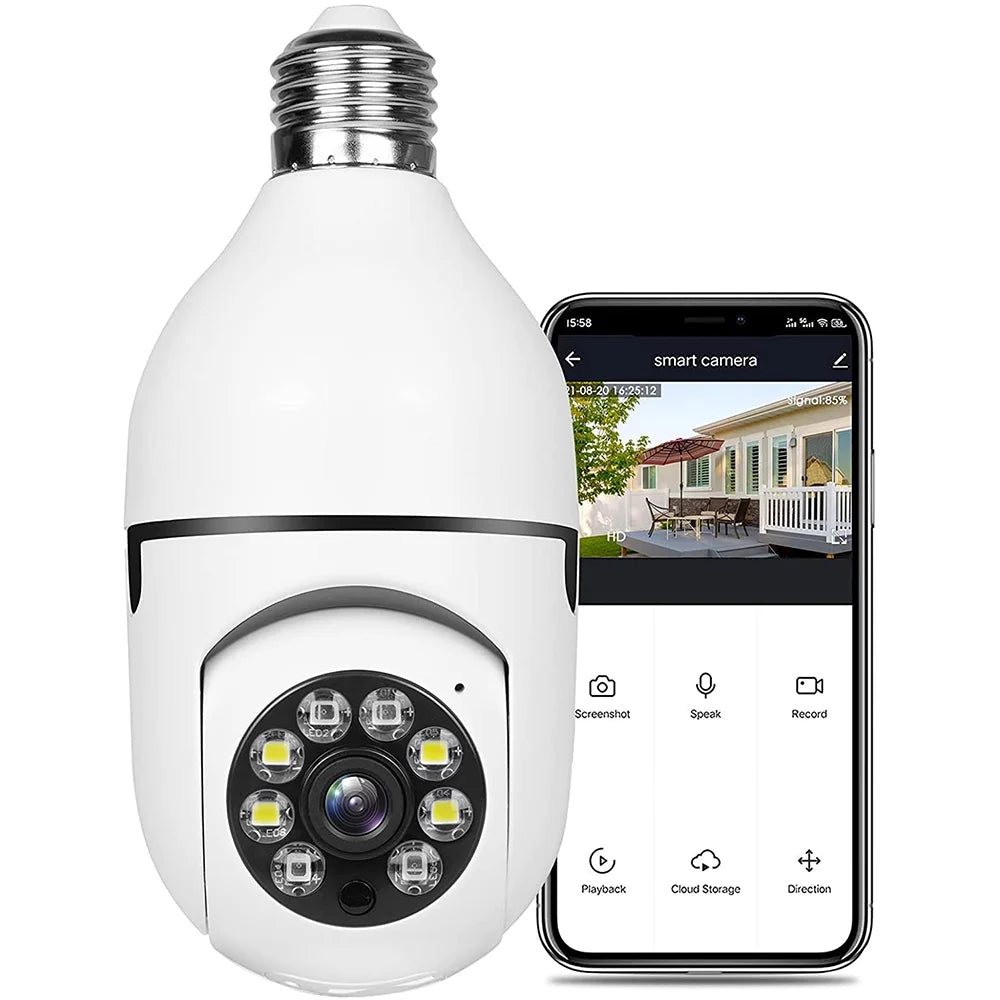 JahyShow 5GHz  Light Bulb Camera, 1080P Home Surveillance Cameras Wireless  with 360 Degree Panoramic View Lens, Night Vision, Remote Viewing, Motion Detection, Two Way Audio (2 Pack)