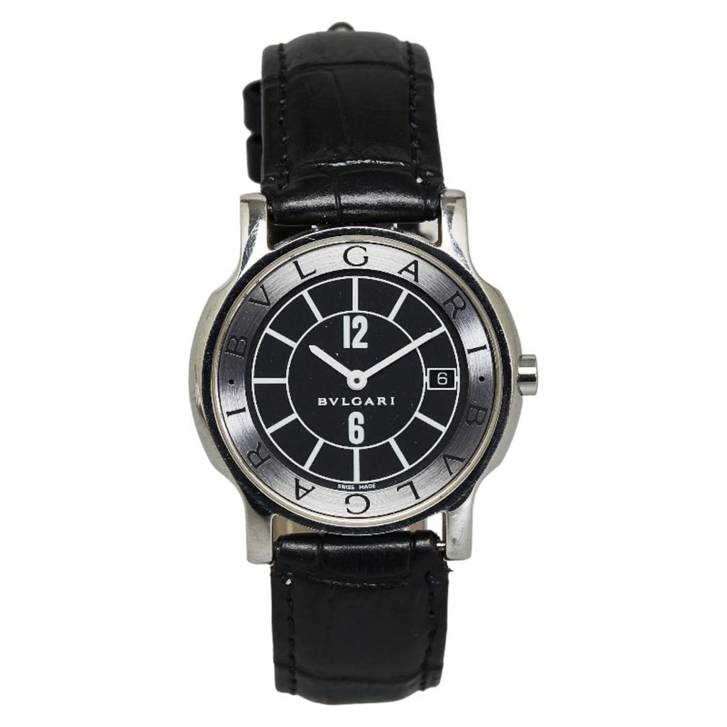 Pre-Owned  Solotempo Leather (non-original) Watch  Quartz Black Dial Stainless Steel Women's (Good)