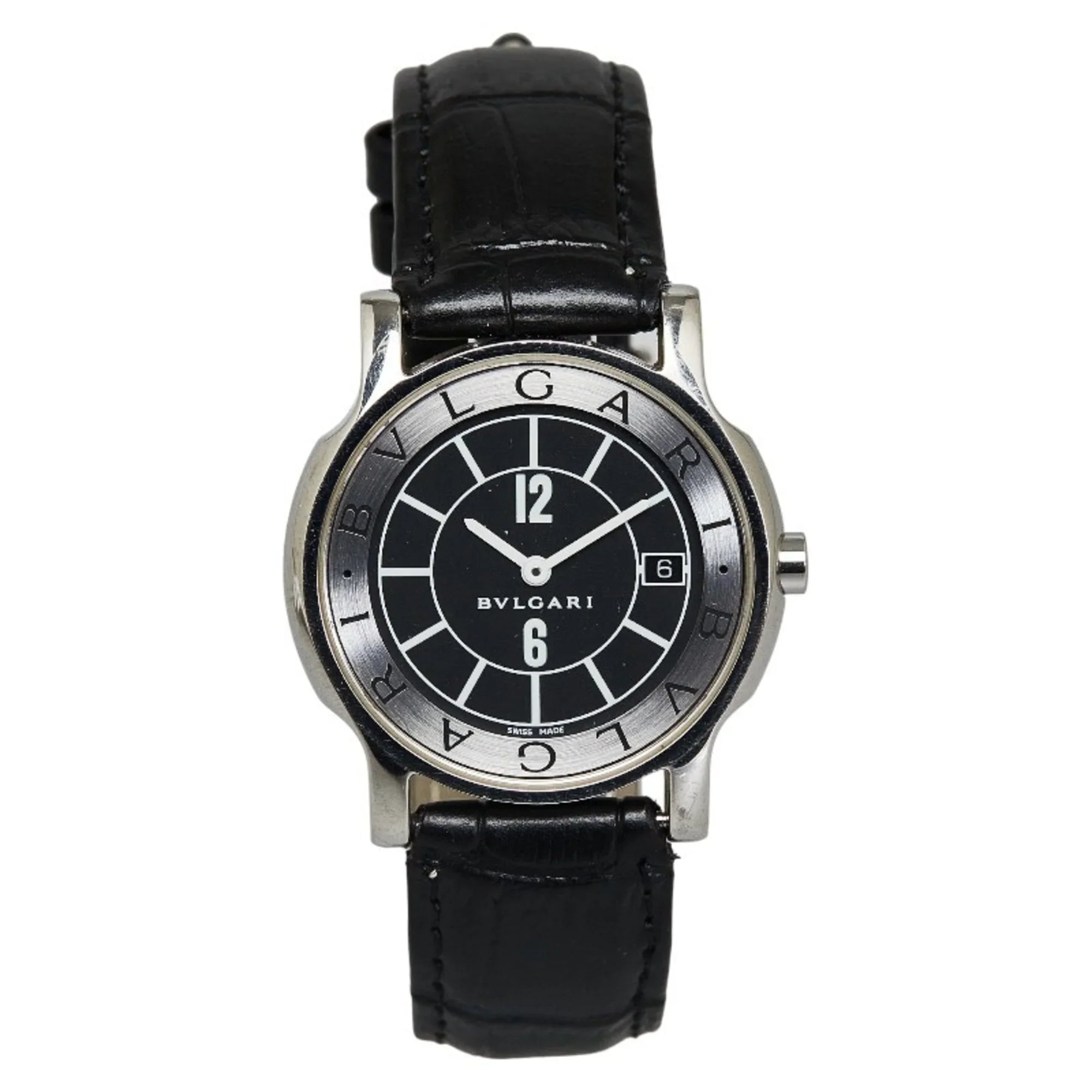 Pre-Owned  Solotempo Leather (non-original) Watch  Quartz Black Dial Stainless Steel Women's (Good)