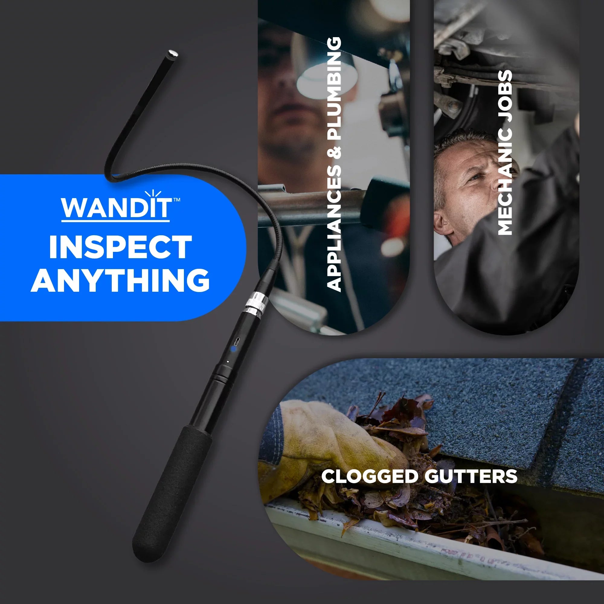 Wireless Inspection Camera with Light - Inspect Anything, Anywhere, Anytime - 360 Degree Flexible Inspection Camera Wand - 41 Inch Extendable, Rechargeable - Capture Images to Your Phone