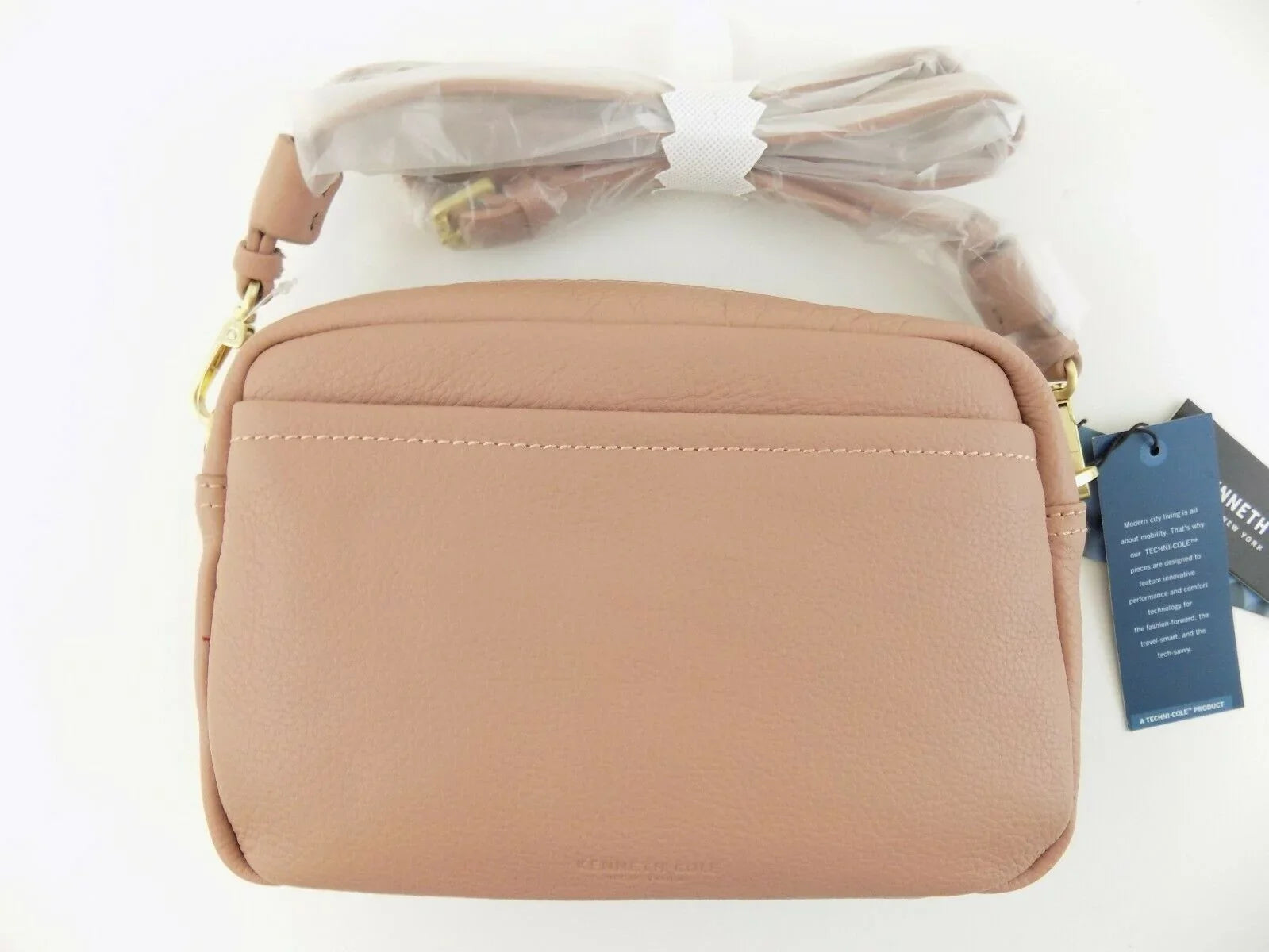 Kenneth Cole New York Christie Crossbody Handbag Leather Gold Zip Dark Pink