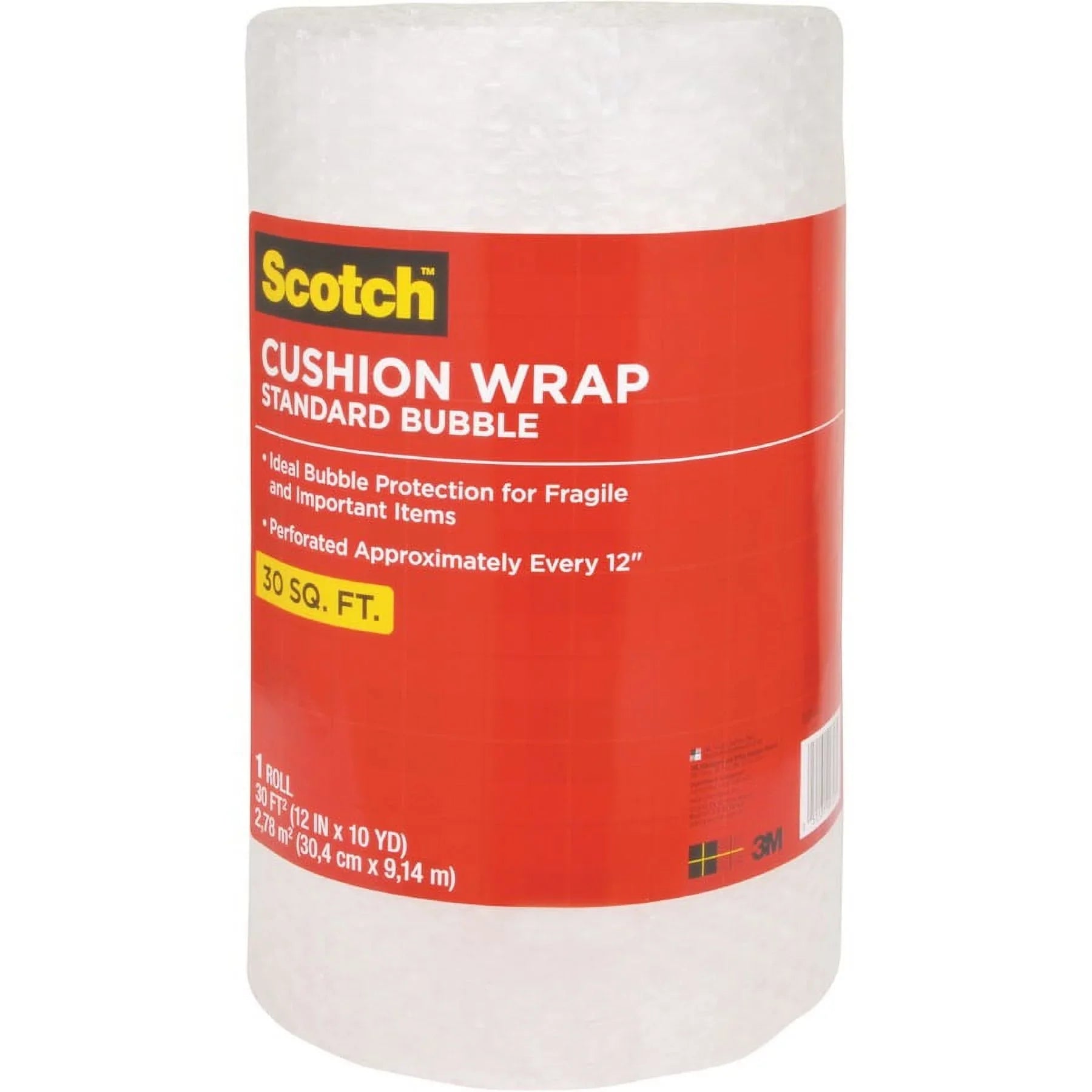 Scotch Perforated Cushion Wrap - 12" Width x 30 ft Length - Perforated, Lightweight, Recyclable, Non-scratching, Easy Tear - Polyethylene, Nylon - Clear | Bundle of 5