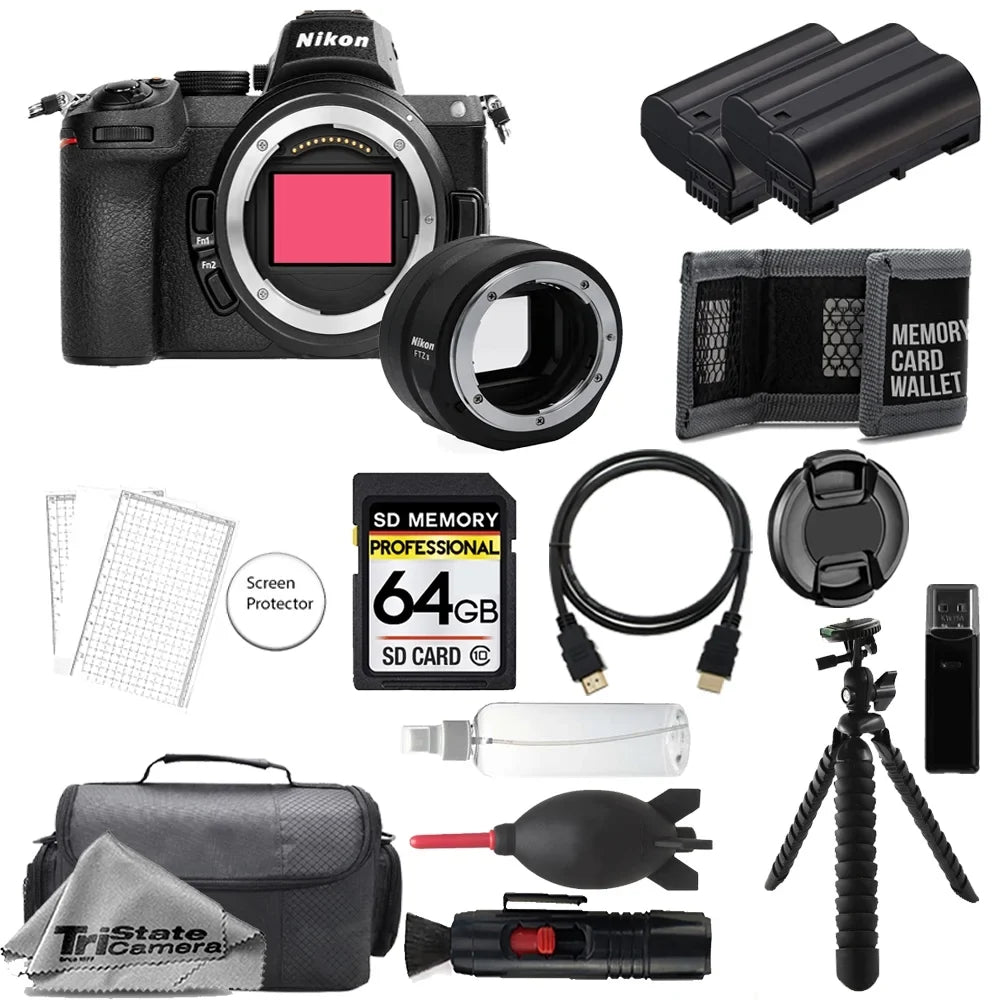 Nikon  Mirrorless Digital Camera (Body) w/    Mount Adapter+ 64GB + Extra Battery+ Tripod- Accessory Kit