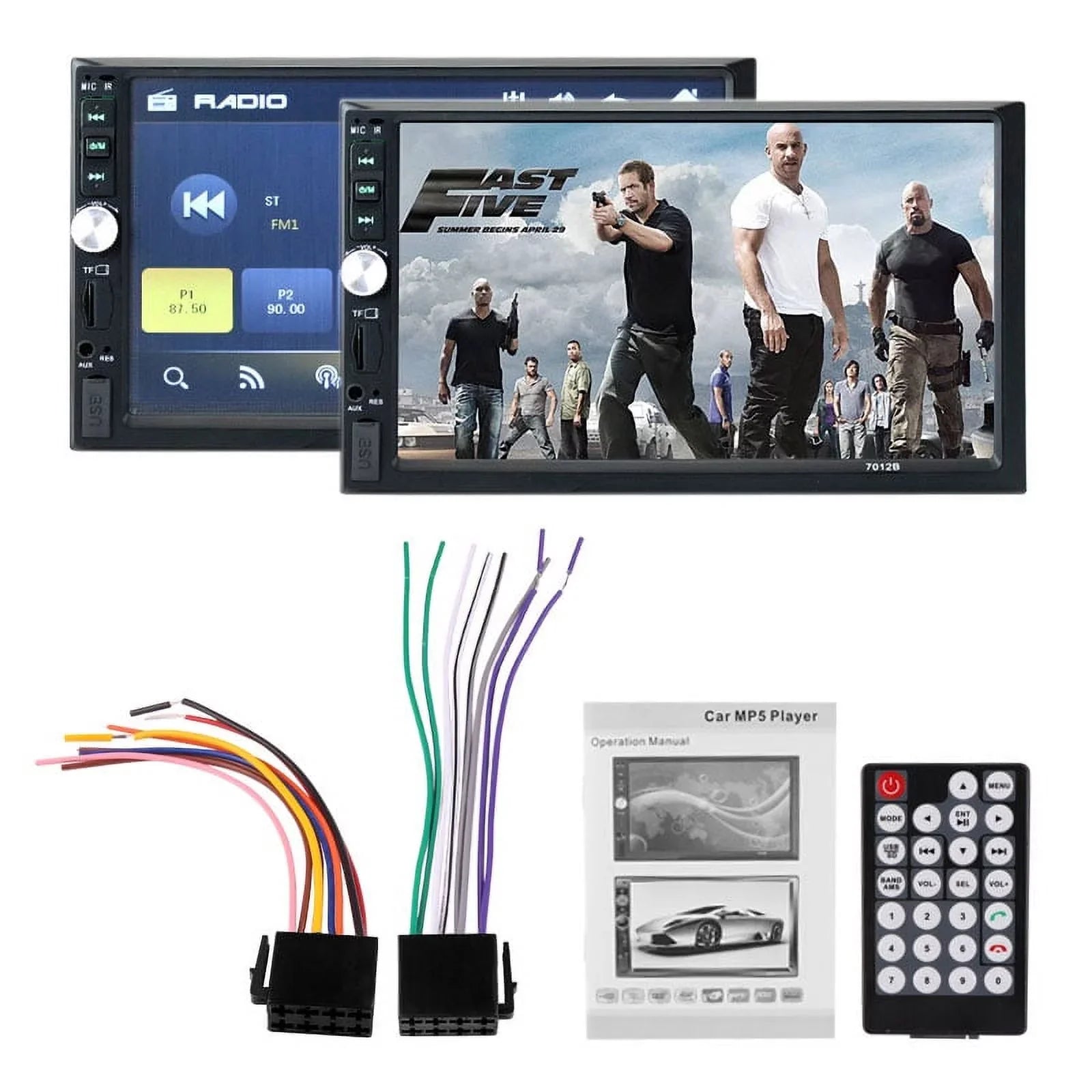 Polarlander Car Stereo Car Audio Double Din 7-inch  Touch Screen Car radio Player with Multimedia     /4/3 mirror link function Bluetooth with 4LED backup camera