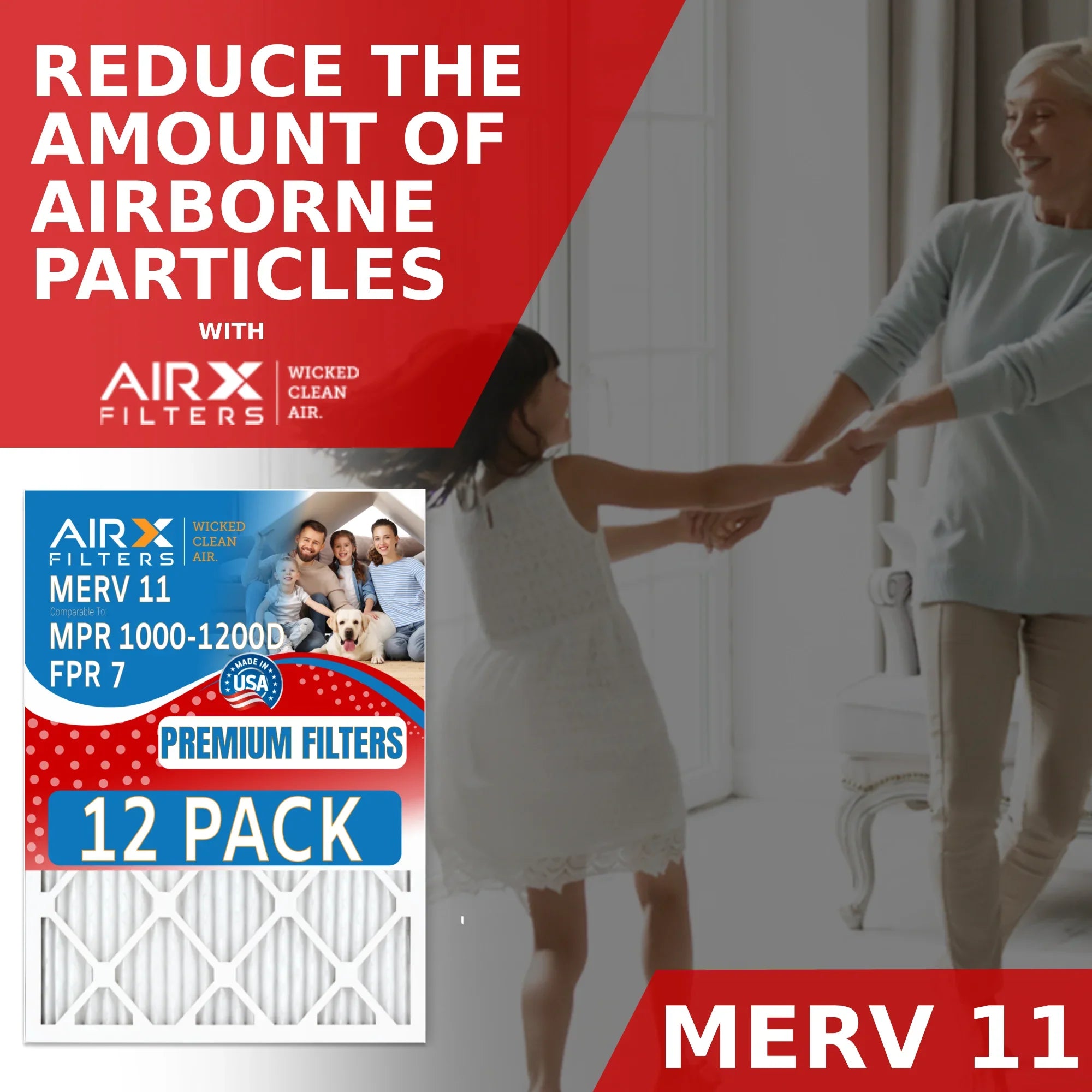 24x24x2 Air Filter  11 Rating, 12 Pack of Furnace Filters Comparable to  1000,  1200 &  7 - Made in  by     .