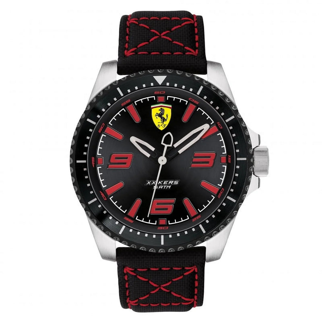 Ferrari Men's Scuderia  Kers Black Leather Strap 46mm Watch