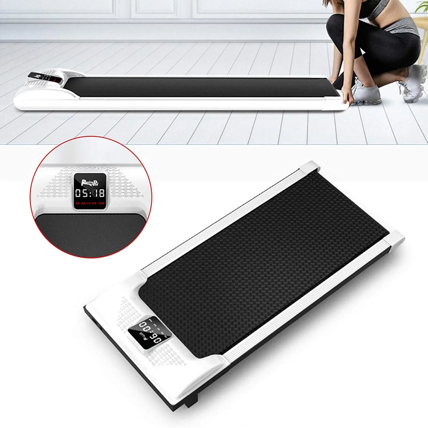 Miumaeov Portable Electric Mute Treadmill Fitness Walking Pad Home Office Running Machine