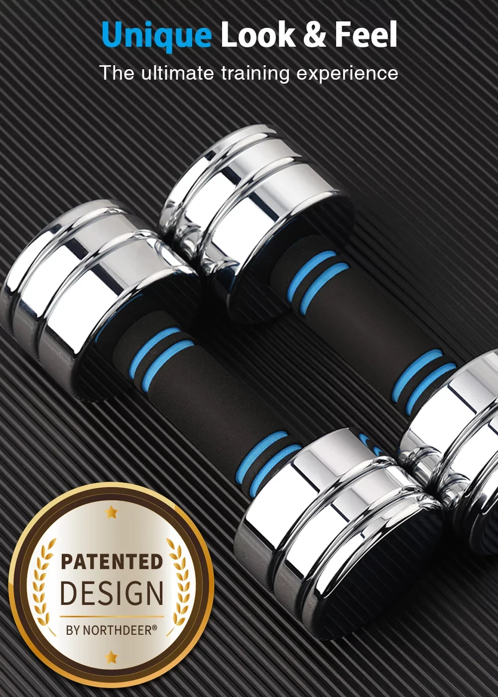 Northdeer Adjustable Dumbbells Pair Steel Weight Set 5lb 10lb 15lb 20lb 30lb 50lb Weights for Lifting Gym Fitness with Foam Handle, Silver