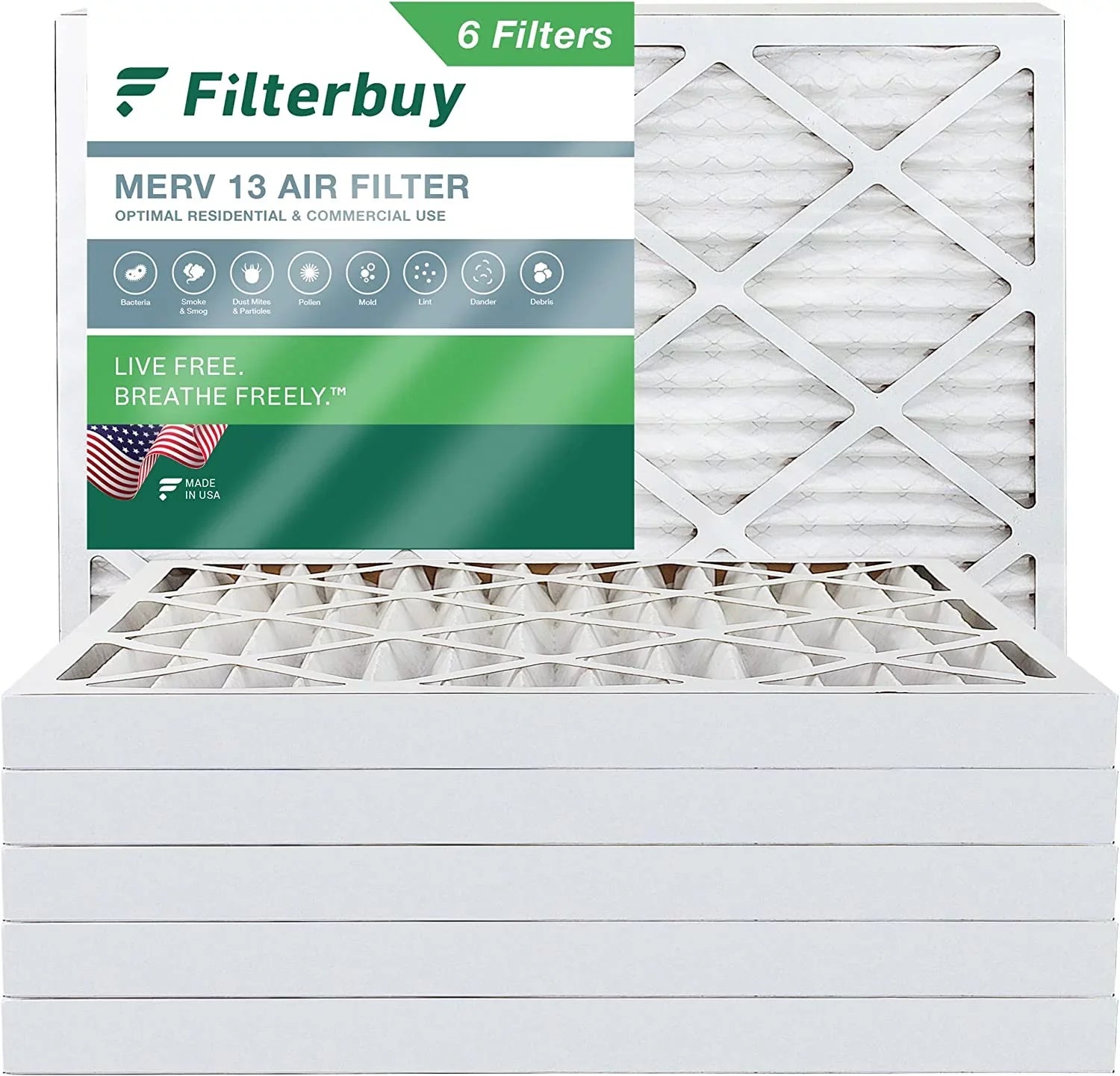 Filterbuy 20x25x2  13 Pleated   Furnace Air Filters (6-Pack)