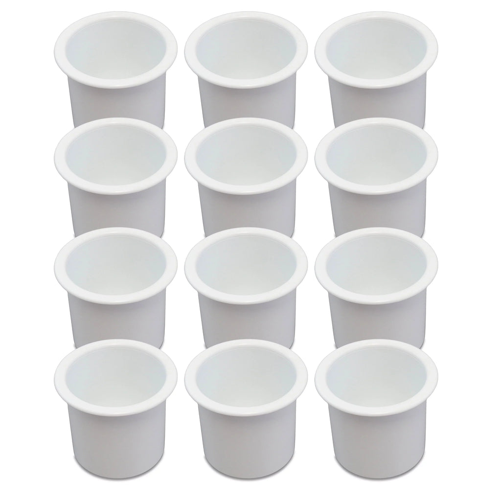 12 Cup Holder Plastic Pocket Recessed Drop In Insert Universal for Boat  Car Truck Sofa Game Table Marine Pontoon Motorhome Camper White