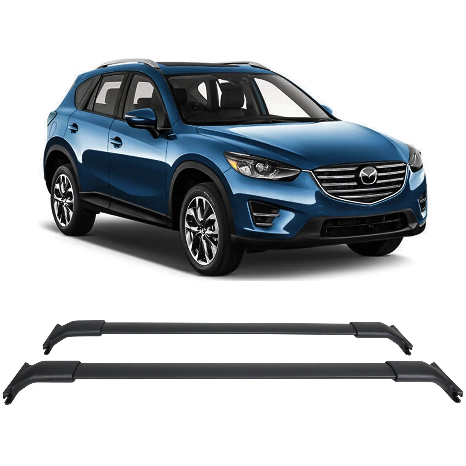Ikon Motorsports Compatible with 13-16 Mazda -5   Style Cross Bar Roof Rack Black Aluminum