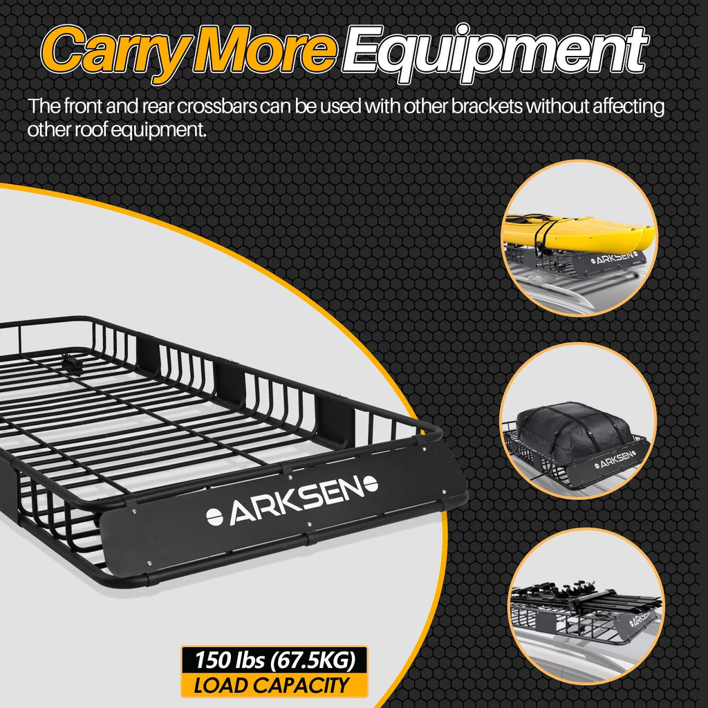 84"x 39"x 6" Universal Roof Rack Cargo Extension Car Top Luggage Holder Carrier Basket  Camping, Black