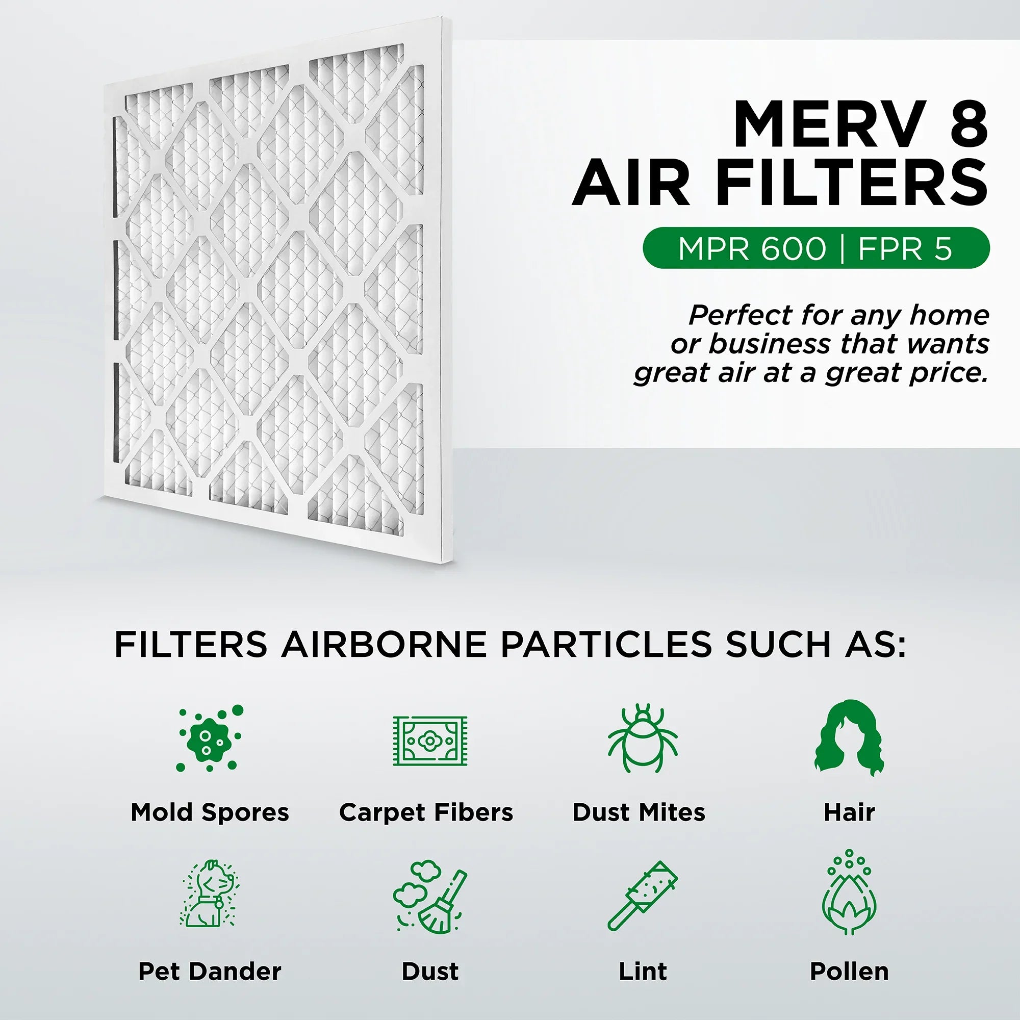 Pamlico Air 16x25x4  8 Pleated  Furnace Air Filters. Case of 6. Actual Size: 15-1/2 x 24-1/2 x 3-3/4