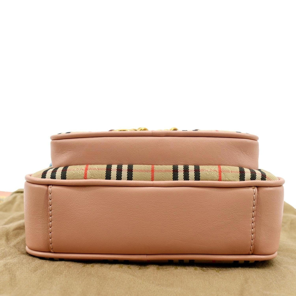 Pre-owned  1983 Knight Check Link Crossbody Camera Bag Light Pink