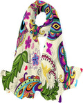 Hyjoy Vintage Butterflies And Flowers Long Silk Neck Scarf Lightweight Shawl Wrap Scarves for Women Girls